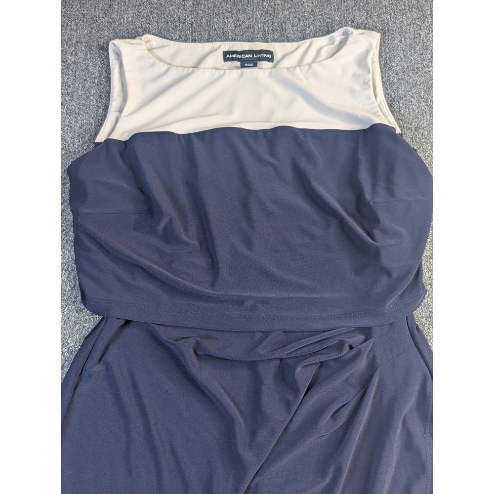 American Living Navy Cream Colorblock Popover Sheath Dress‎ Womens 4 Sleeveless